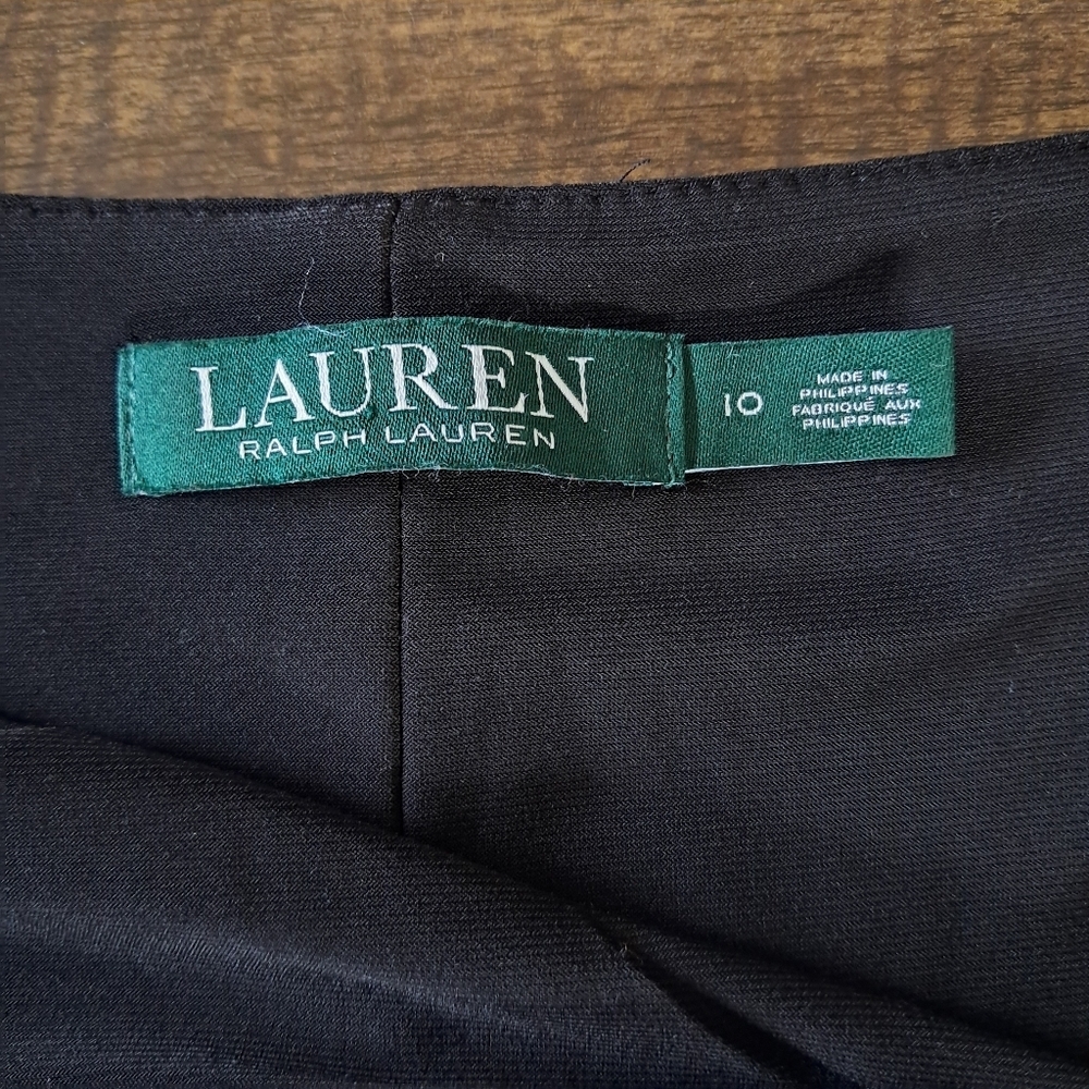 Ralph Lauren Women's Black Ruched Cap Sleeve Asymmetrical Dress Size 10 - Picture 5 of 7